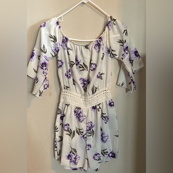 Rue 21 floral Romper off the shoulder dress- Formal - Picture 3 of 8
